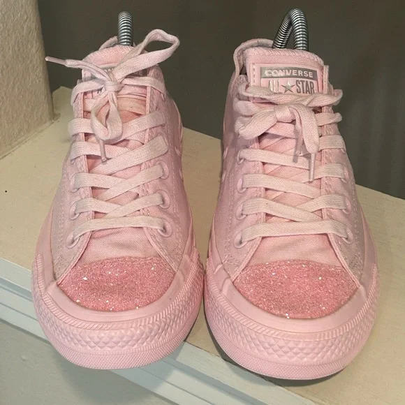 Converse Pink Glitter Toe Shoes Canvas Low Women 8 Chuck Taylor All Star Ox - Picture 6 of 9